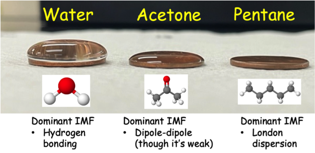 Figure 2: Image taken from previous lab of the three example liquids at the surface tension station