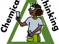 ACCT logo. Student wearing goggles with text surrounding: Assessing Chemical Thinking 