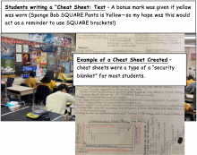 example cheat sheet used during test