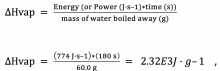 heat of vaporization calculation using sample data
