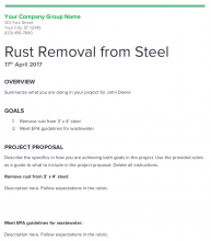 first page of project template