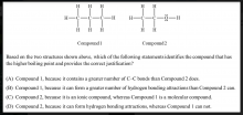 multiple choice question - molecular structure & boiling point